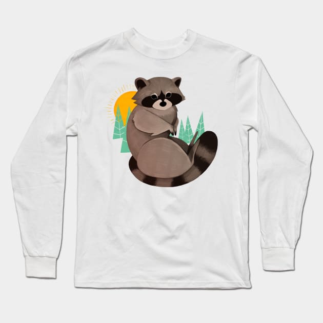 Racoon Long Sleeve T-Shirt by Blanquiurris